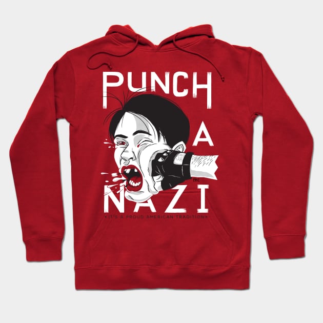 Punch A Nazi: It's A Proud American Tradition Hoodie by nicklacke